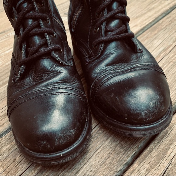 Black leather combat boots - Picture 6 of 9